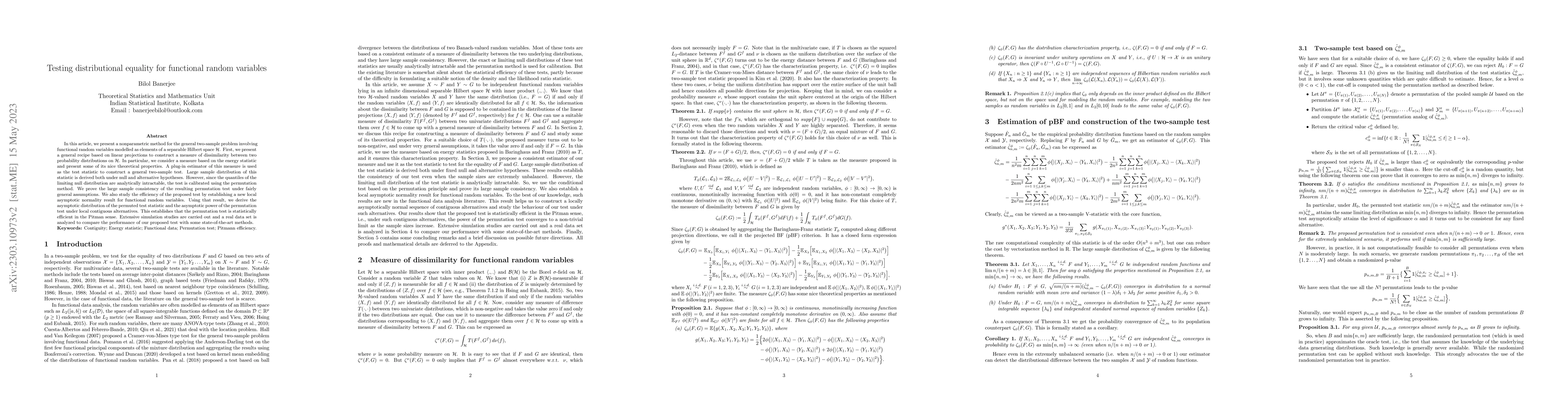 Thumbnail for Testing distributional equality for functional random variables