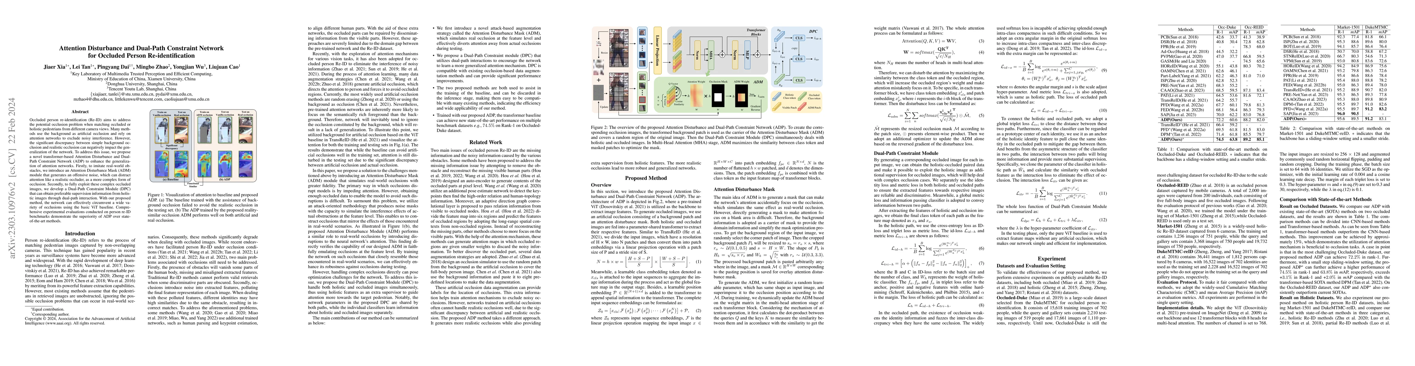 Thumbnail for Attention Disturbance and Dual-Path Constraint Network for Occluded
  Person Re-identification