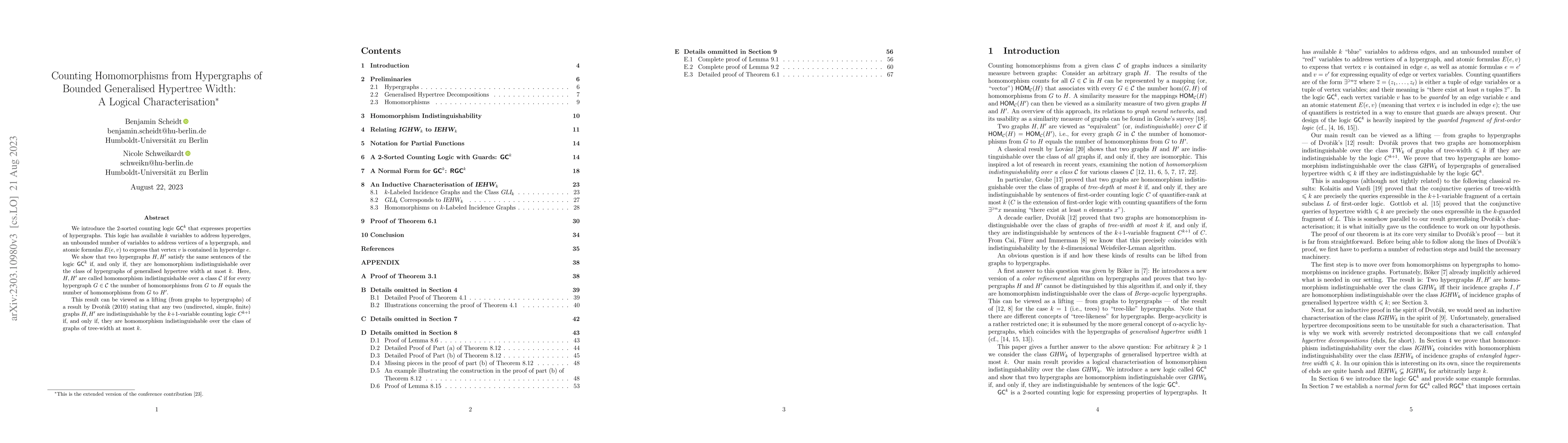 Thumbnail for Counting Homomorphisms from Hypergraphs of Bounded Generalised Hypertree
  Width: A Logical Characterisation