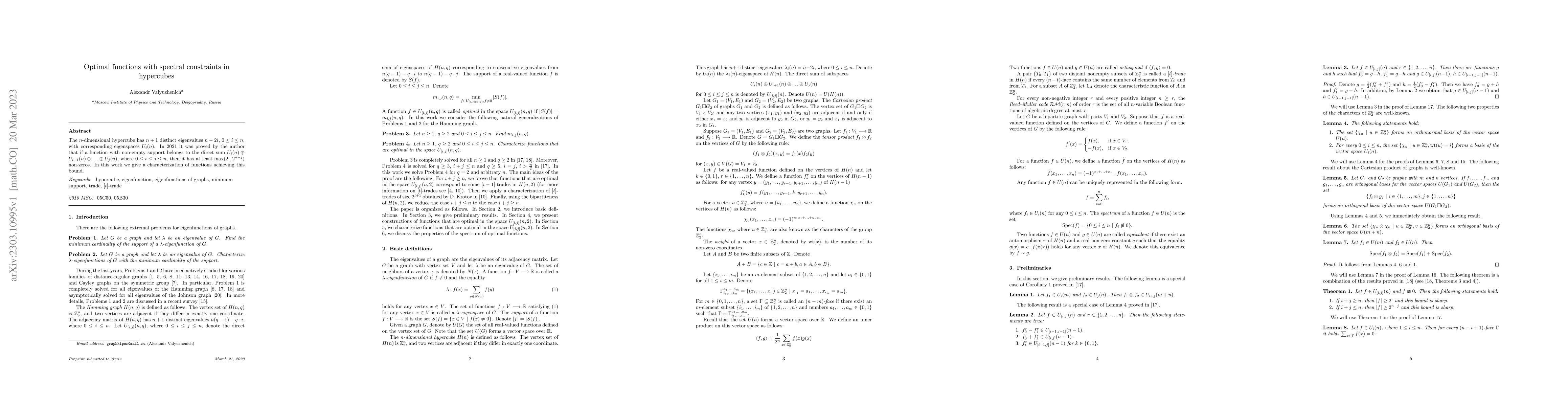 Thumbnail for Optimal functions with spectral constraints in hypercubes