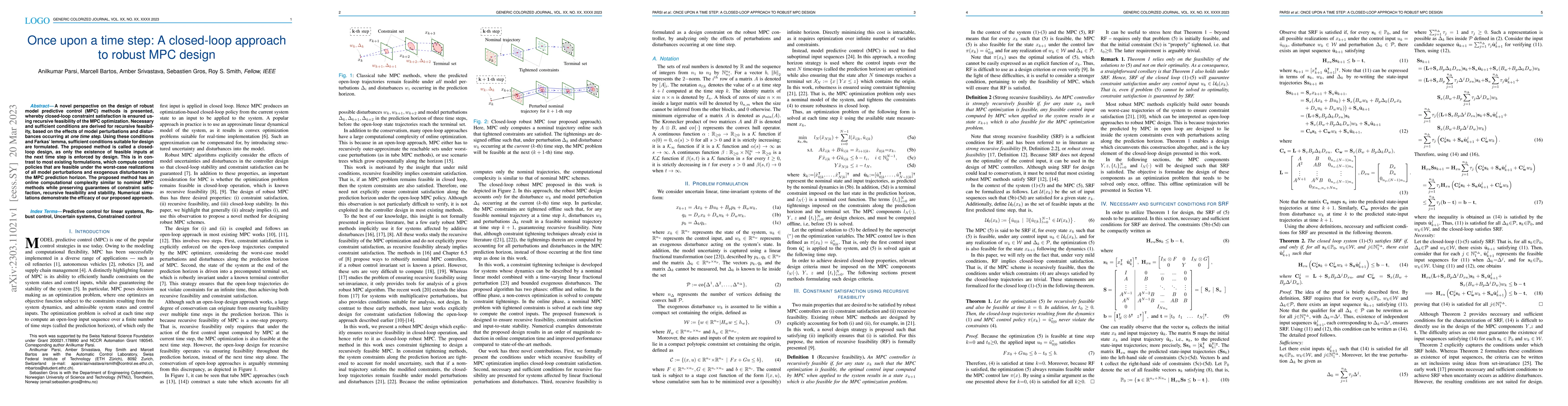 Thumbnail for Once upon a time step: A closed-loop approach to robust MPC design
