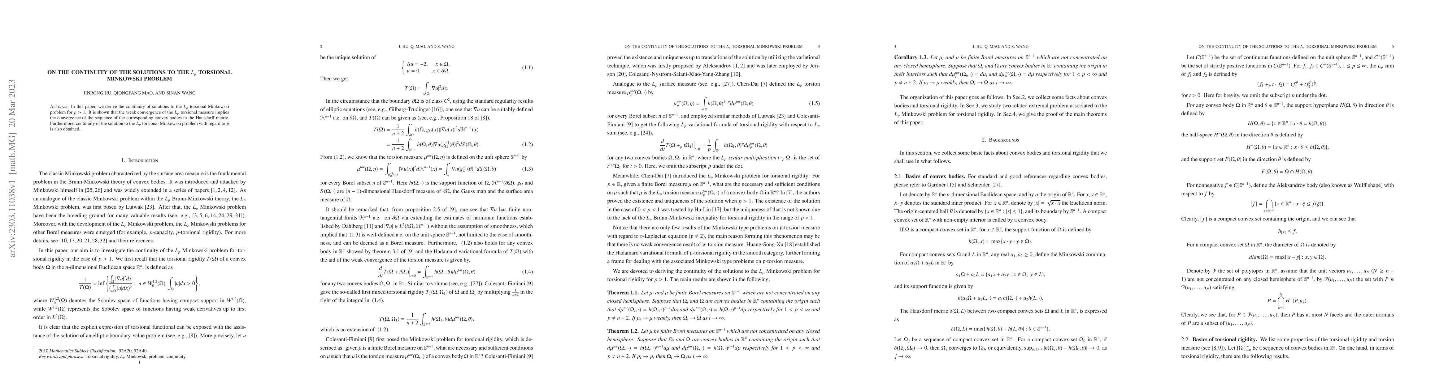 Thumbnail for On the continuity of the solutions to the $L_{p}$ torsional Minkowski
  problem