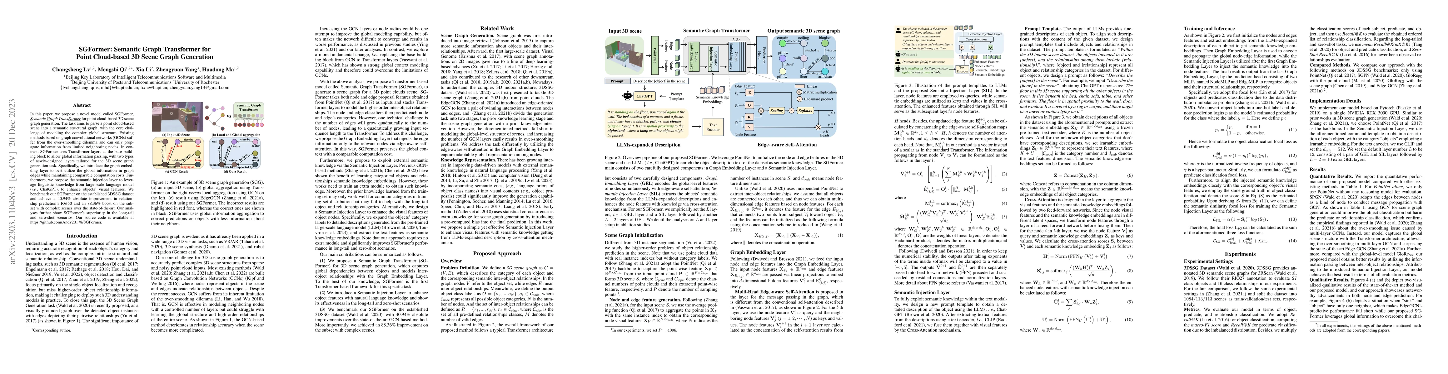 Thumbnail for SGFormer: Semantic Graph Transformer for Point Cloud-based 3D Scene
  Graph Generation