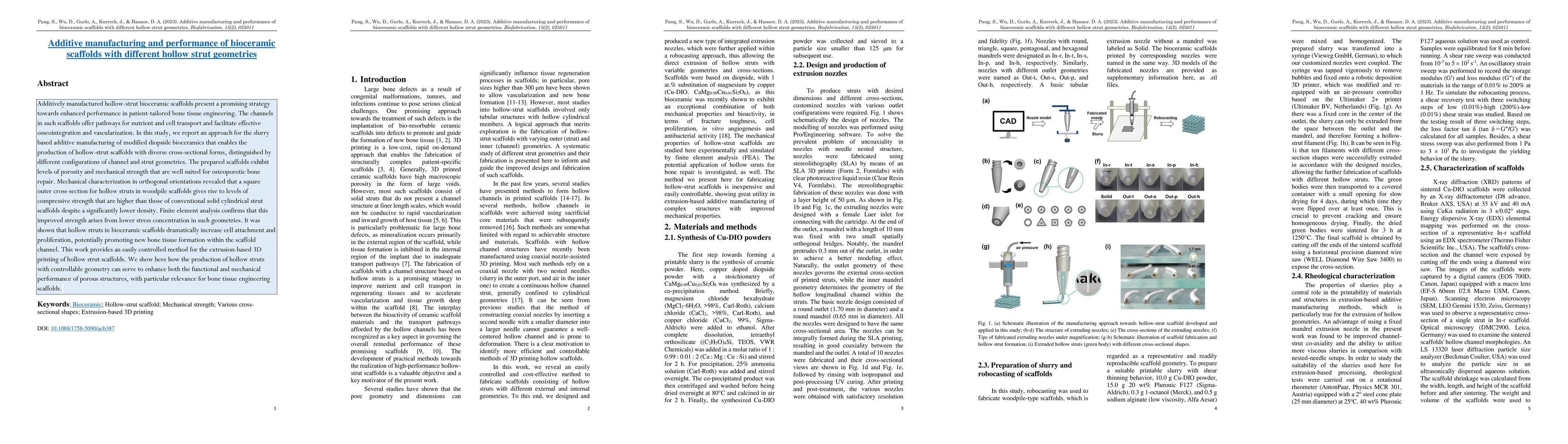 Thumbnail for Additive manufacturing and performance of bioceramic scaffolds with
  different hollow strut geometries