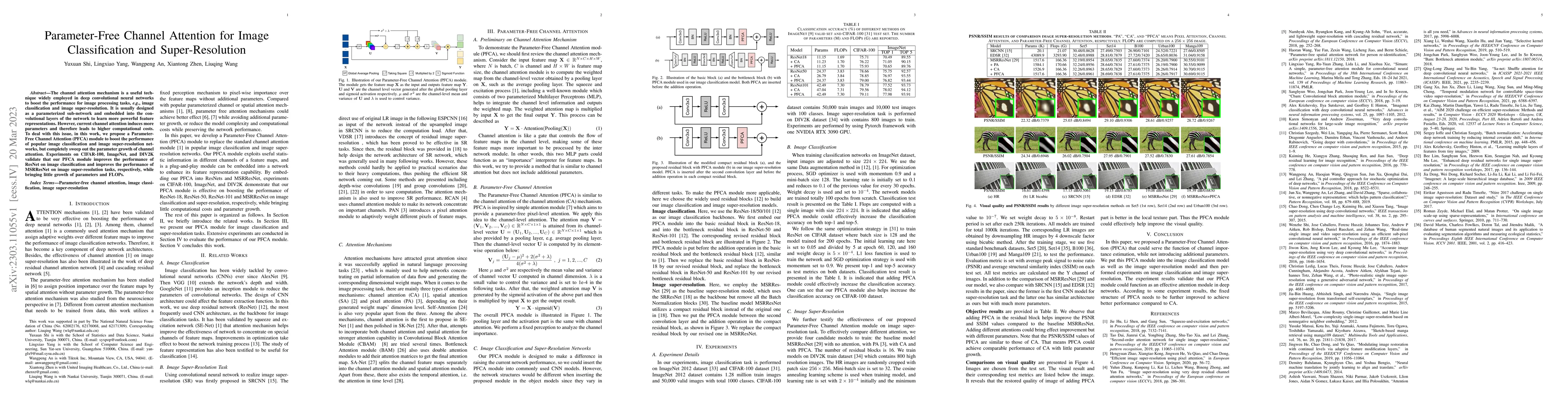 Thumbnail for Parameter-Free Channel Attention for Image Classification and
  Super-Resolution