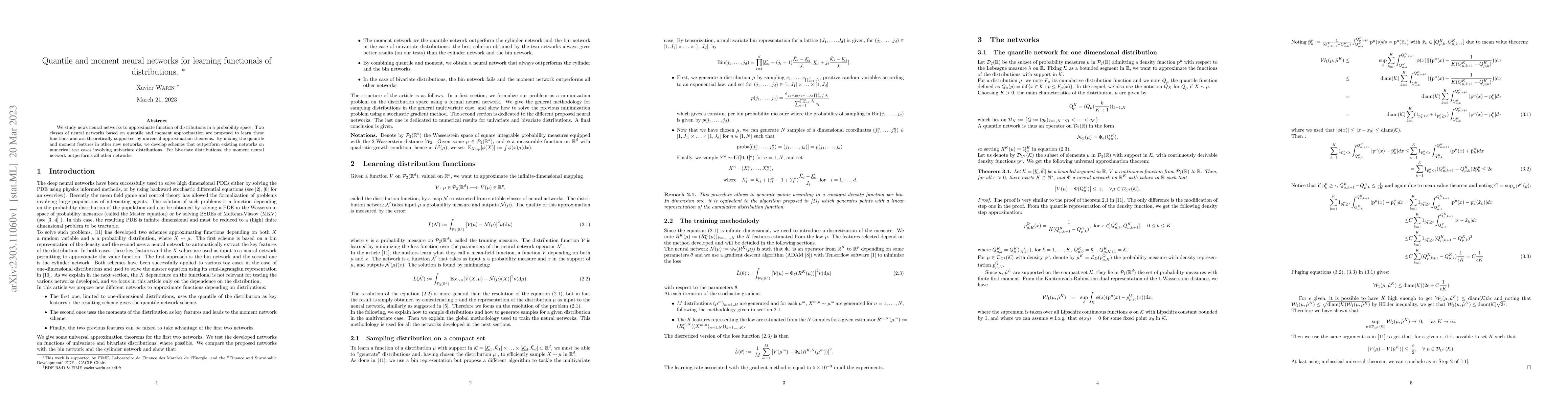 Thumbnail for Quantile and moment neural networks for learning functionals of
  distributions