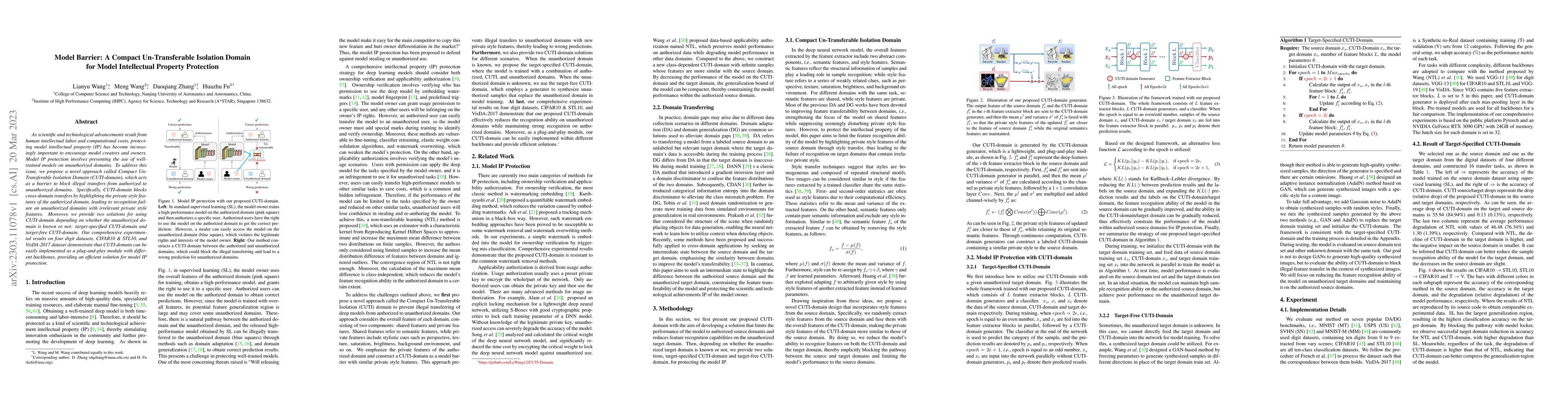 Thumbnail for Model Barrier: A Compact Un-Transferable Isolation Domain for Model
  Intellectual Property Protection