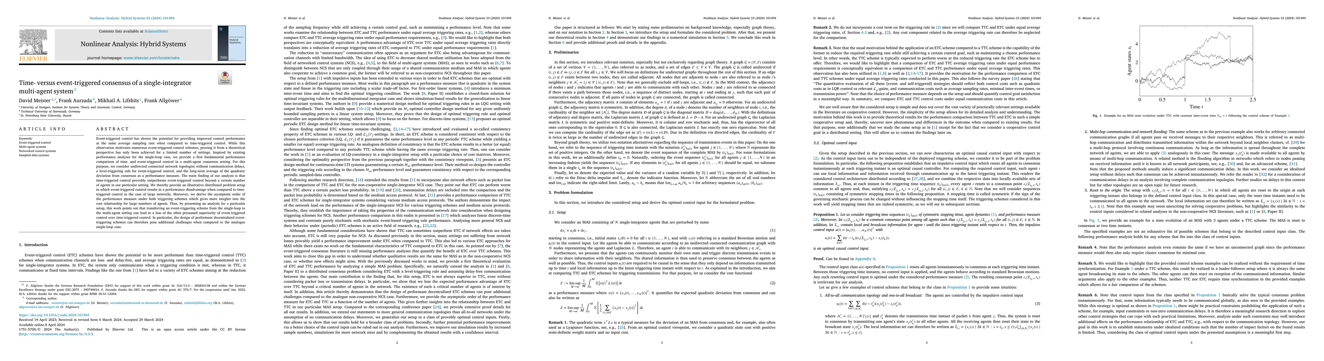 Thumbnail for Time- versus event-triggered consensus of a single-integrator
  multi-agent system