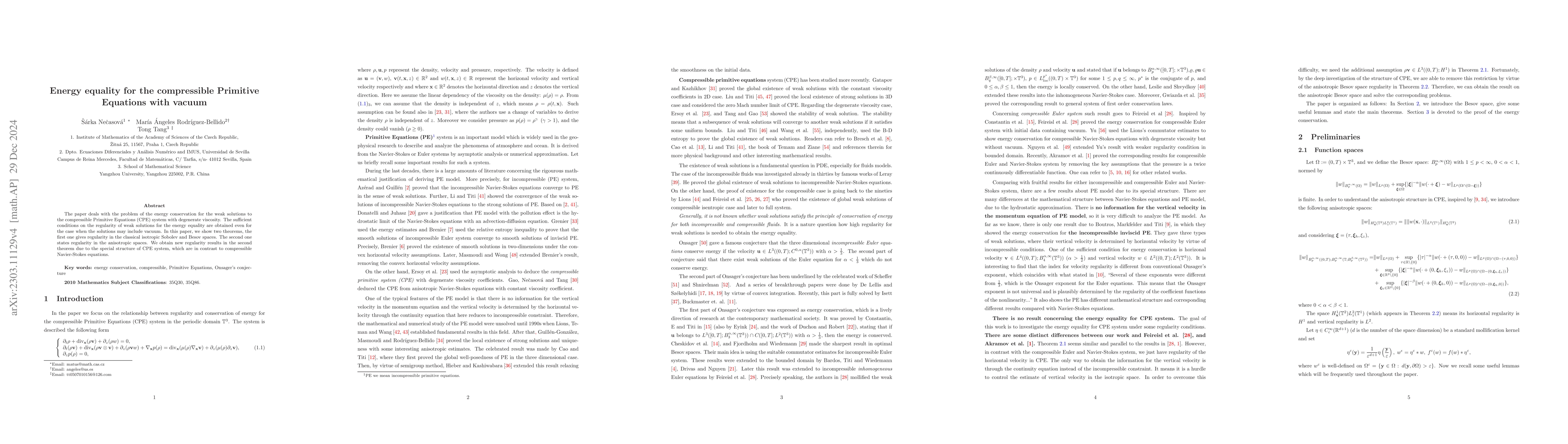 Thumbnail for Energy equality for the compressible Primitive Equations with vacuum