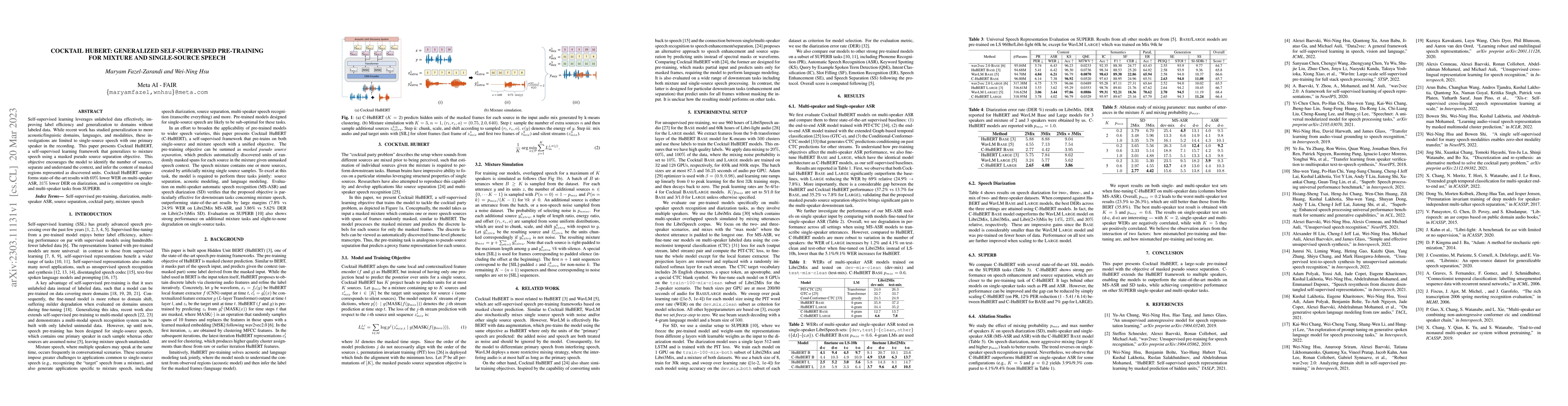 Thumbnail for Cocktail HuBERT: Generalized Self-Supervised Pre-training for Mixture
  and Single-Source Speech