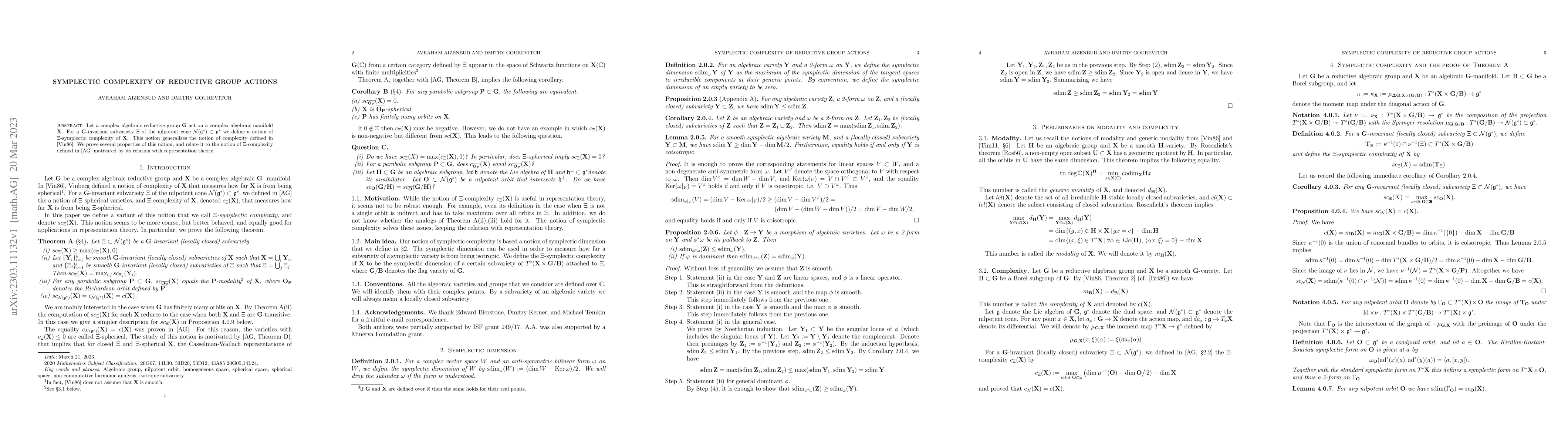Thumbnail for Symplectic complexity of reductive group actions