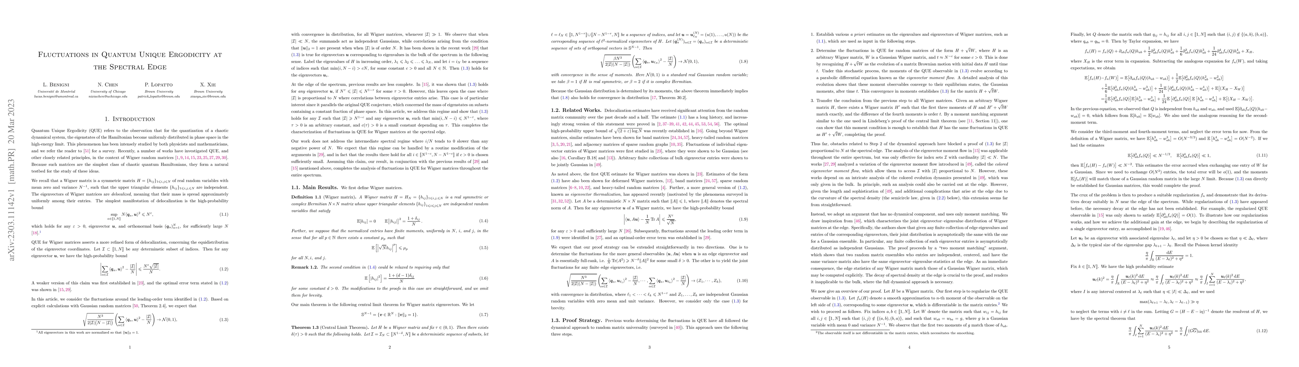 Thumbnail for Fluctuations in Quantum Unique Ergodicity at the Spectral Edge