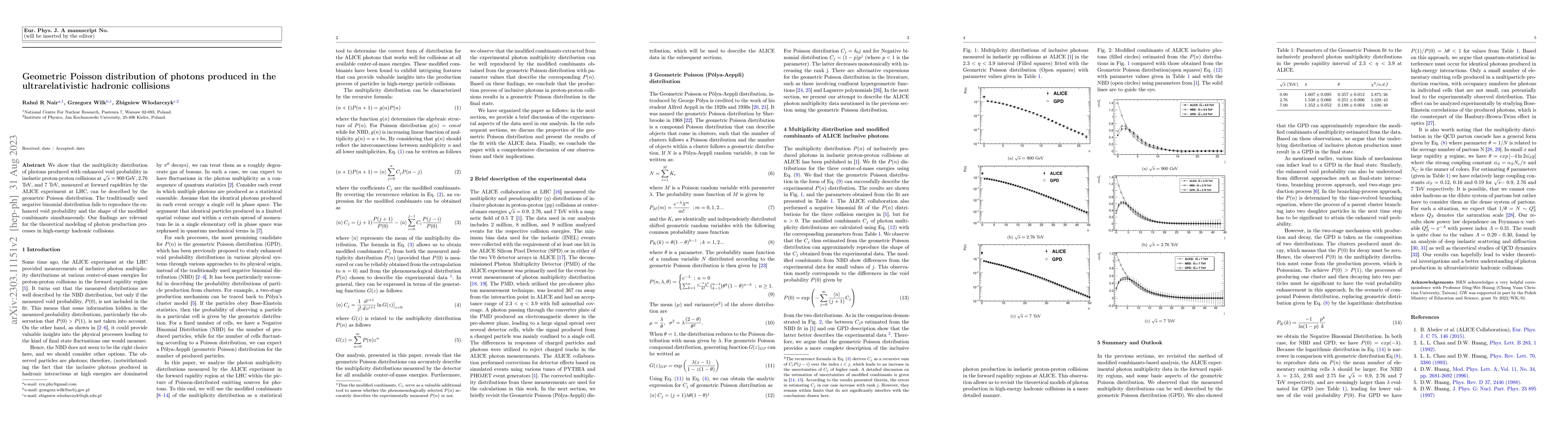 Thumbnail for Geometric Poisson distribution of photons produced in the
  ultrarelativistic hadronic collisions