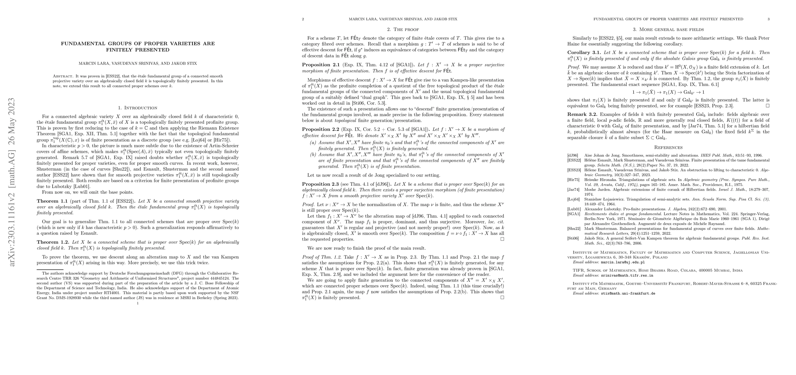 Thumbnail for Fundamental groups of proper varieties are finitely presented