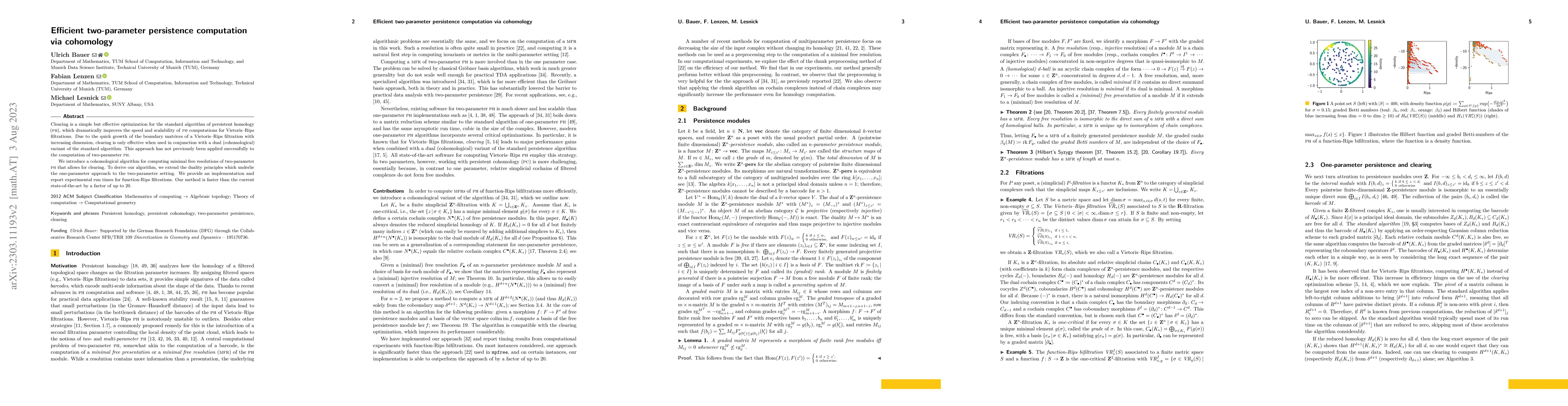 Thumbnail for Efficient two-parameter persistence computation via cohomology