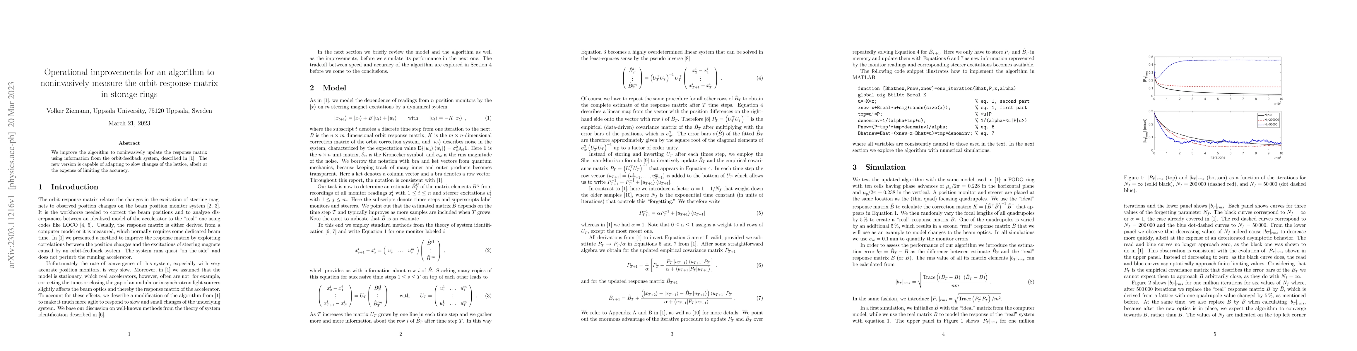 Thumbnail for Operational improvements for an algorithm to noninvasively measure the
  orbit response matrix in storage rings