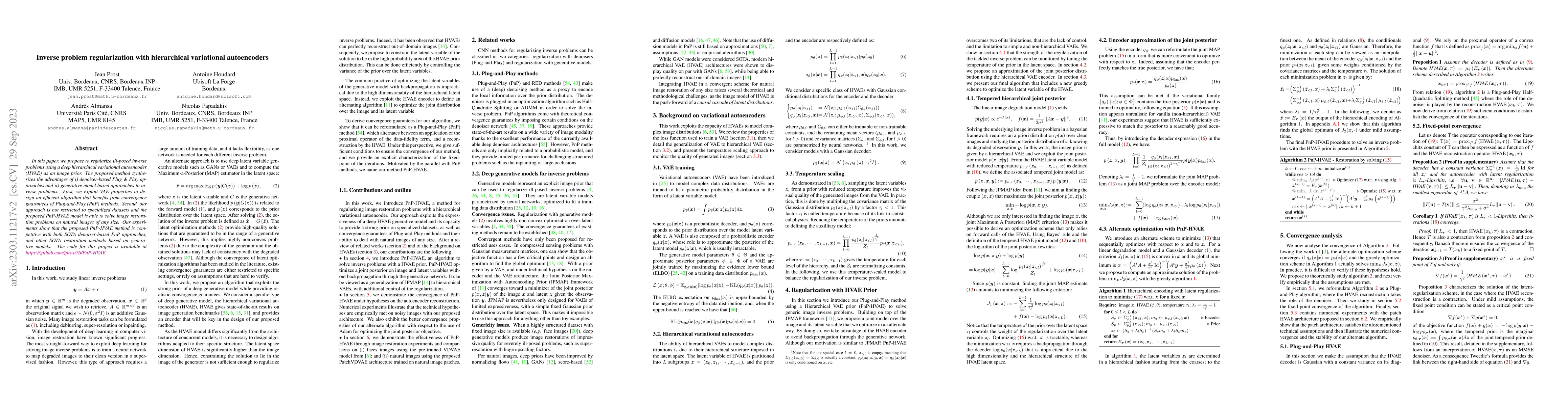 Thumbnail for Inverse problem regularization with hierarchical variational
  autoencoders