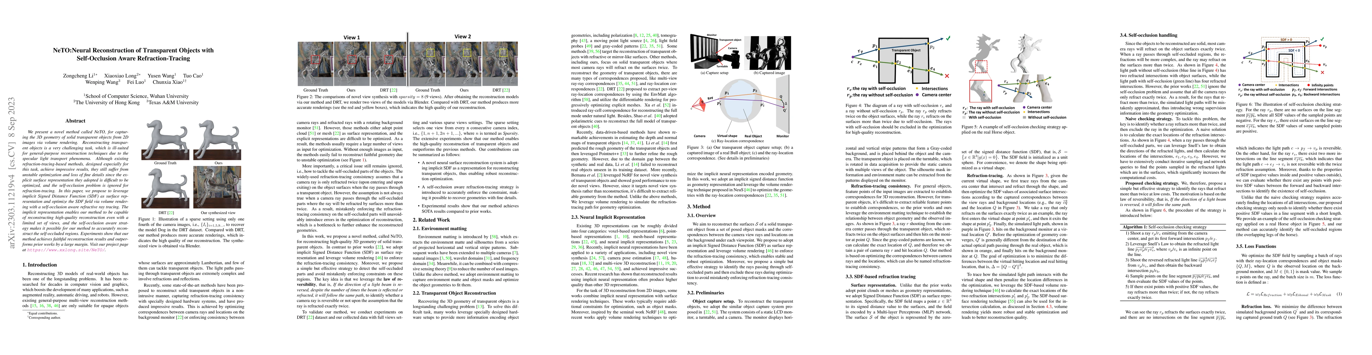 Thumbnail for NeTO:Neural Reconstruction of Transparent Objects with Self-Occlusion
  Aware Refraction-Tracing