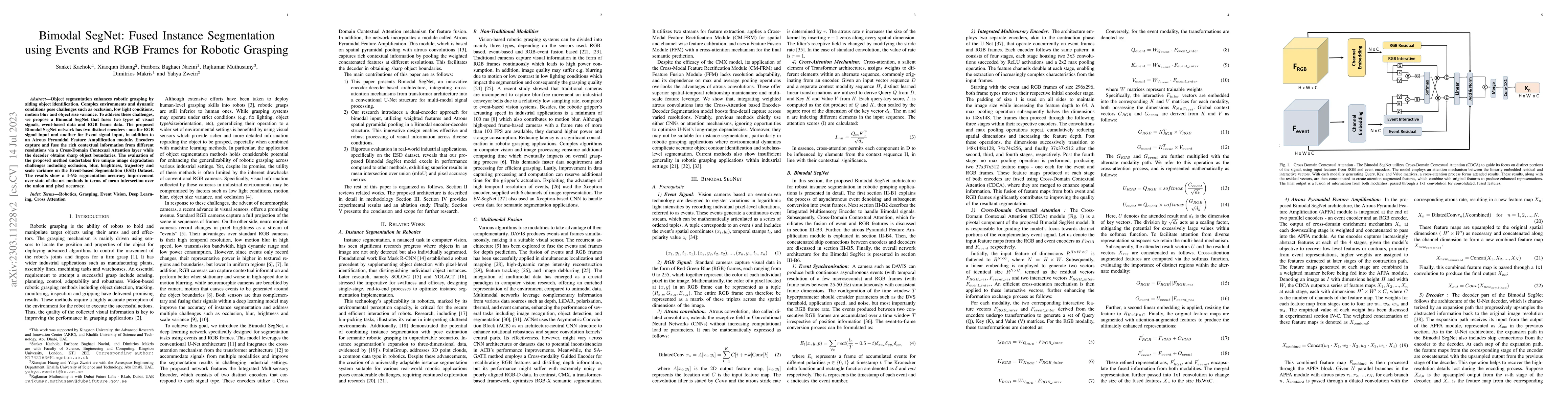 Thumbnail for Bimodal SegNet: Instance Segmentation Fusing Events and RGB Frames for
  Robotic Grasping