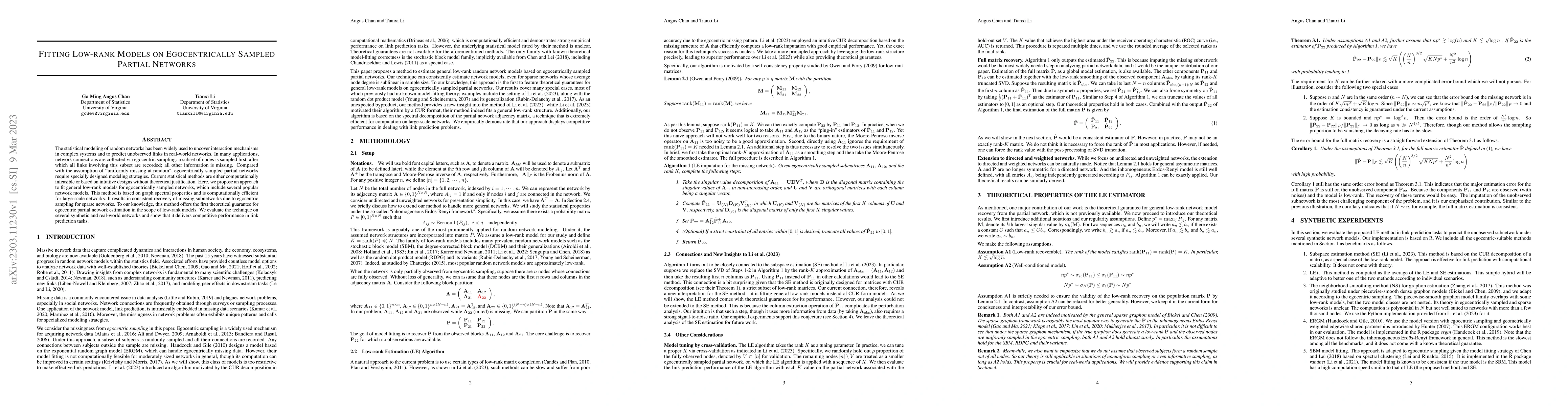 Thumbnail for Fitting Low-rank Models on Egocentrically Sampled Partial Networks