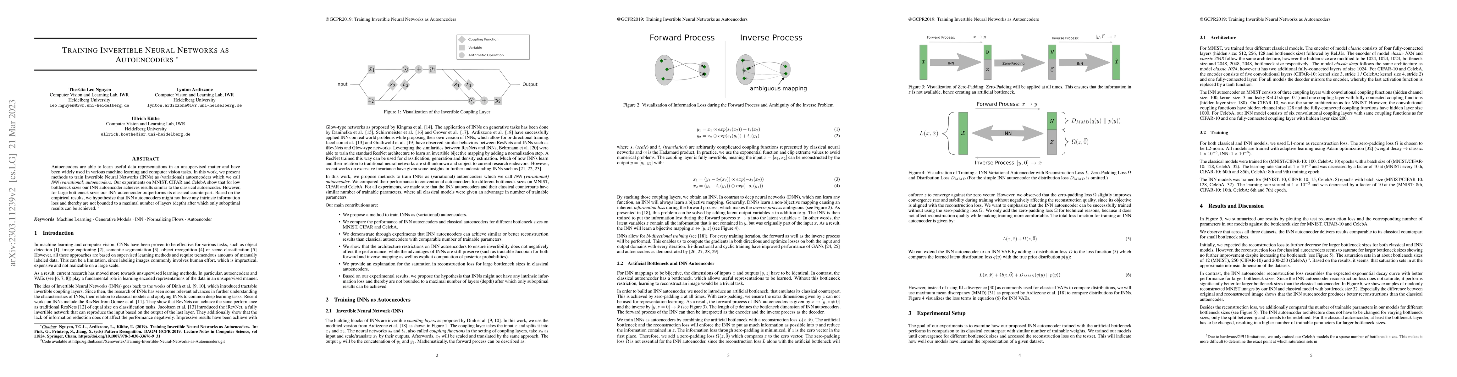 Thumbnail for Training Invertible Neural Networks as Autoencoders