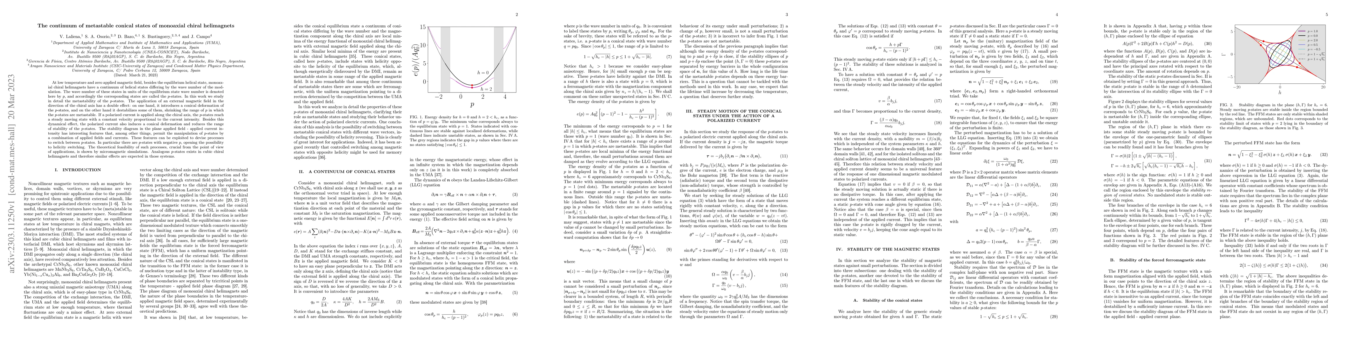 Thumbnail for The continuum of metastable conical states of monoaxial chiral
  helimagnets