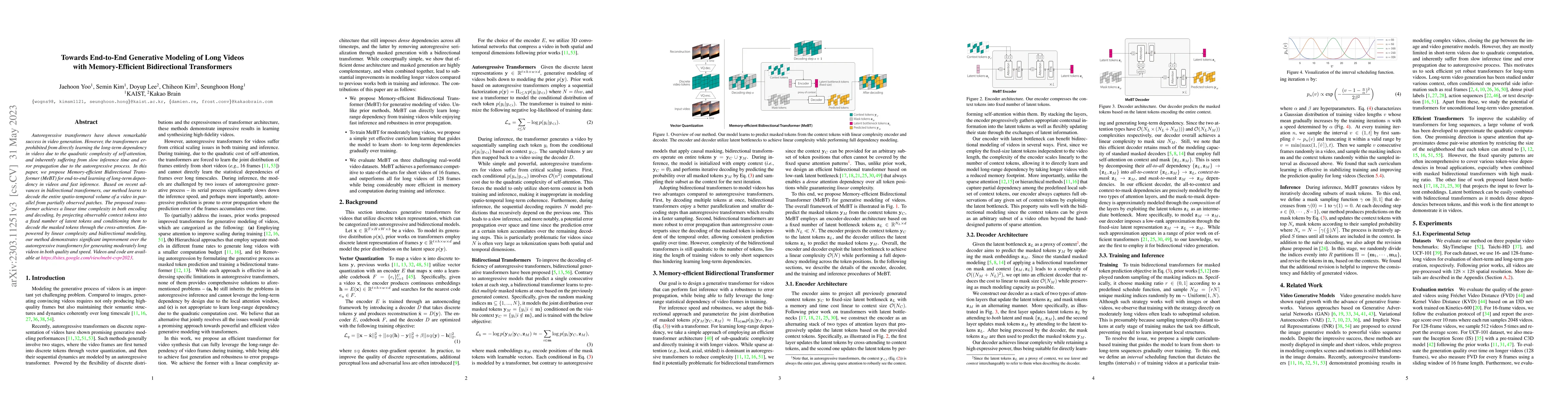 Thumbnail for Towards End-to-End Generative Modeling of Long Videos with
  Memory-Efficient Bidirectional Transformers