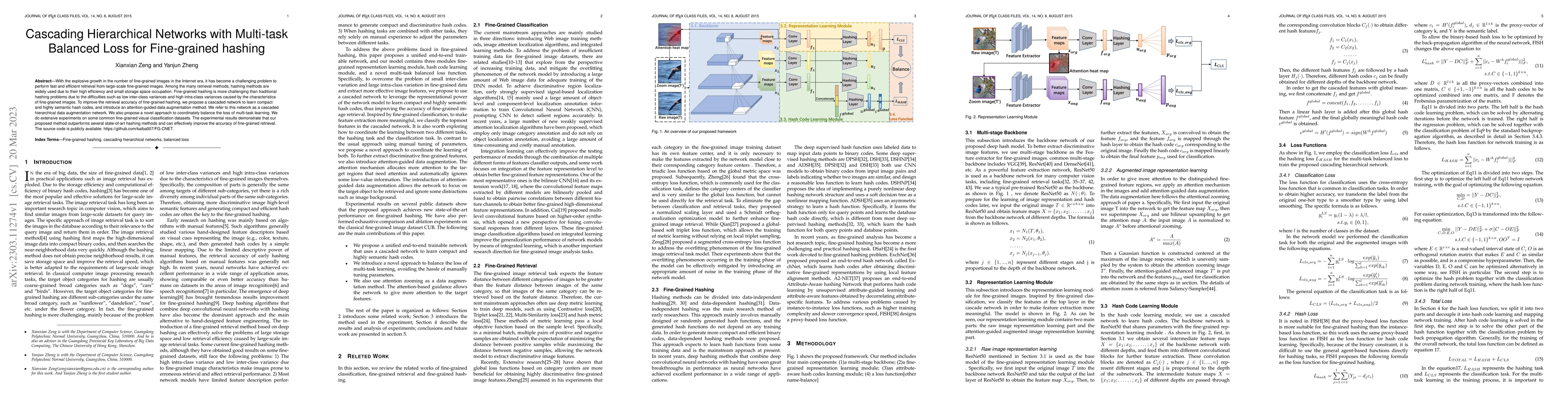 Thumbnail for Cascading Hierarchical Networks with Multi-task Balanced Loss for
  Fine-grained hashing