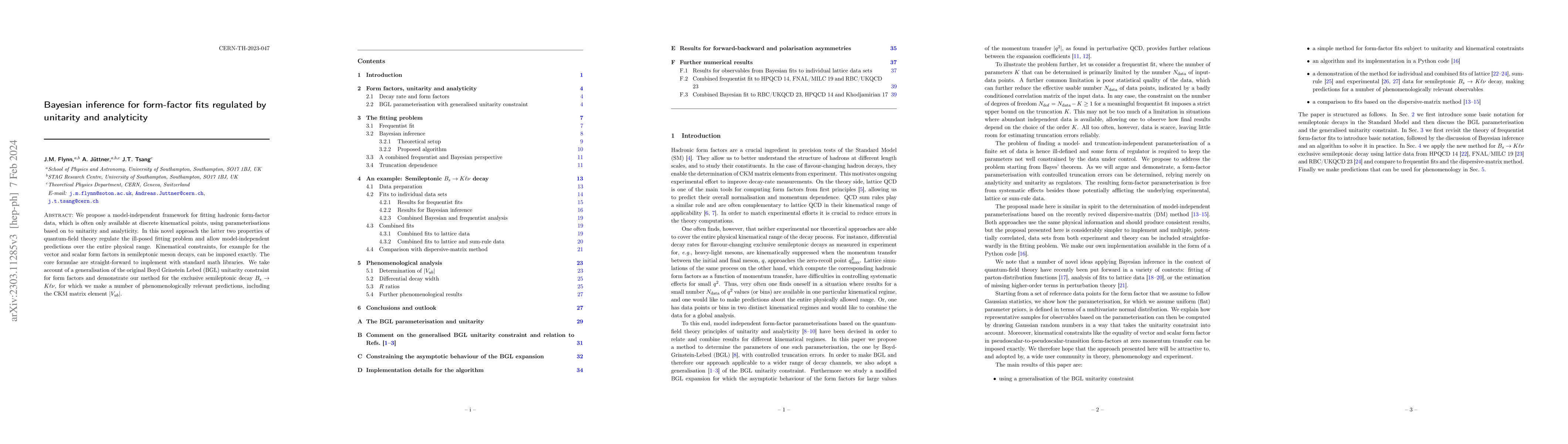 Thumbnail for Bayesian inference for form-factor fits regulated by unitarity and
  analyticity