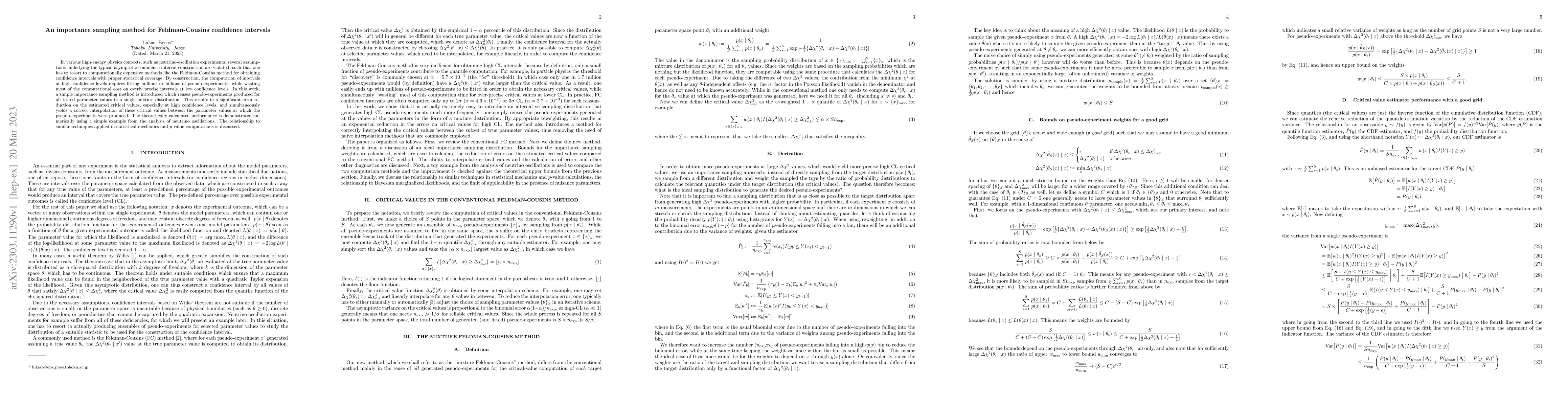 Thumbnail for An importance sampling method for Feldman-Cousins confidence intervals