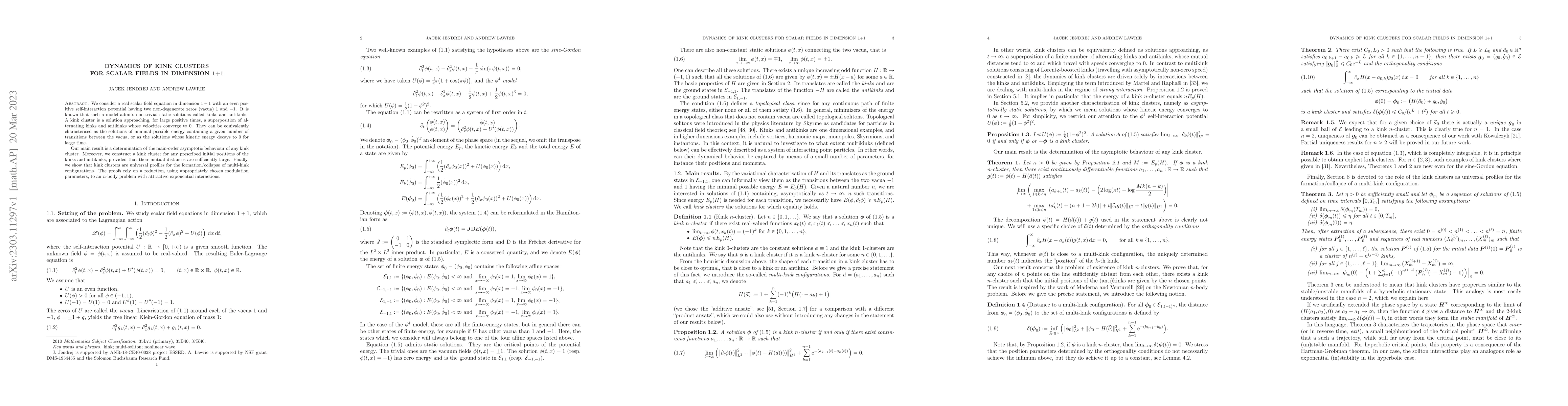 Thumbnail for Dynamics of kink clusters for scalar fields in dimension 1+1