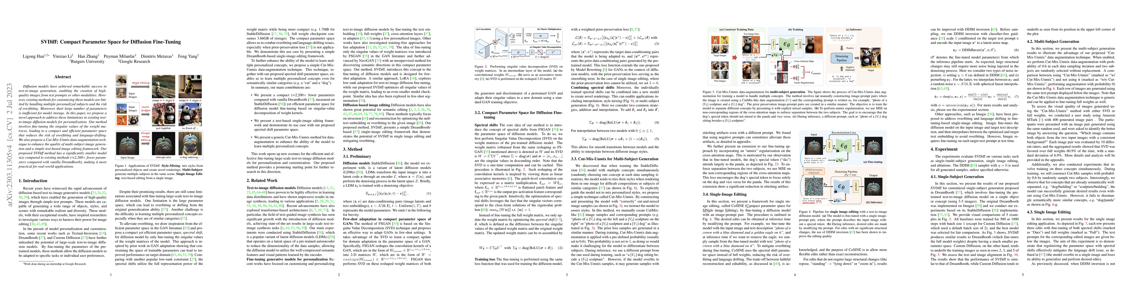 Thumbnail for SVDiff: Compact Parameter Space for Diffusion Fine-Tuning