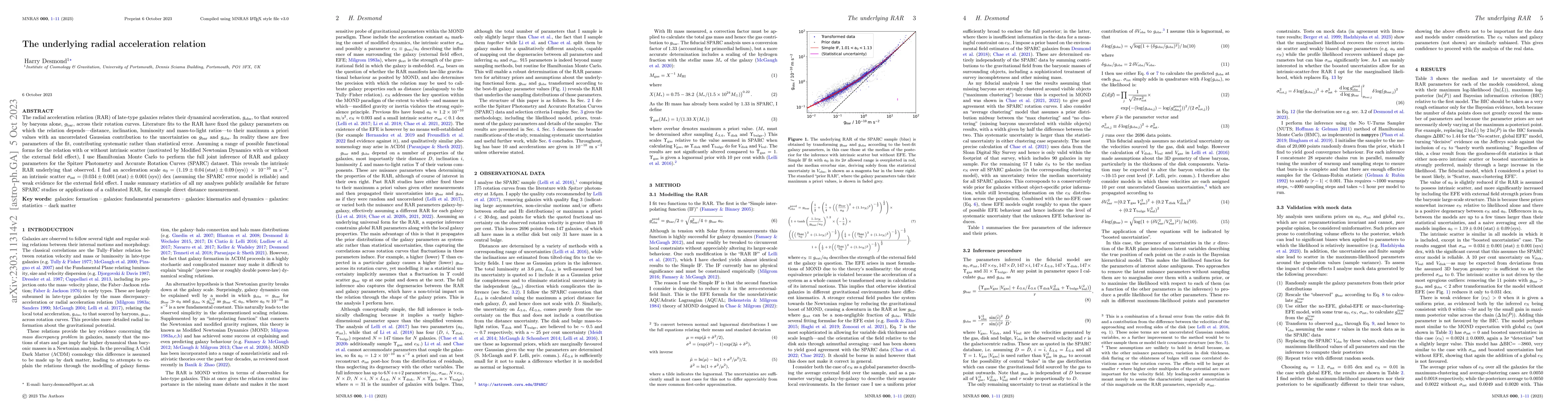 Thumbnail for The underlying radial acceleration relation