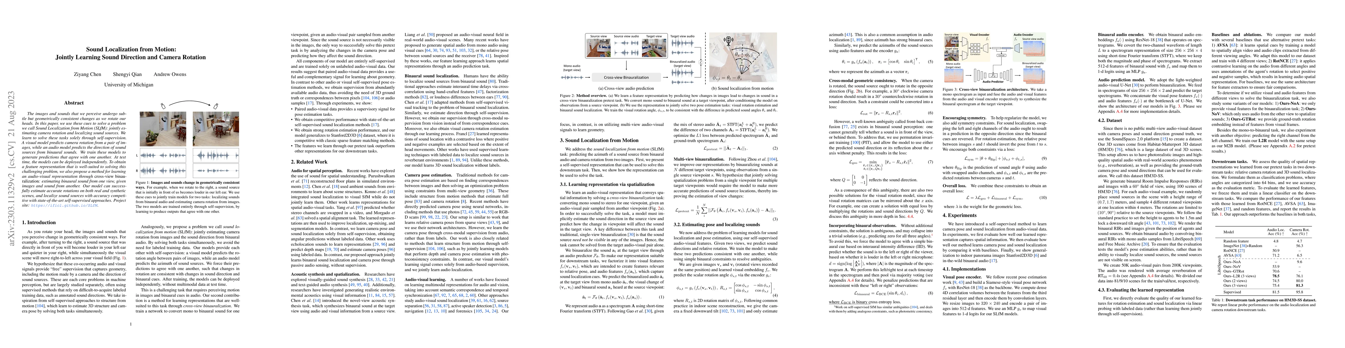 Thumbnail for Sound Localization from Motion: Jointly Learning Sound Direction and
  Camera Rotation