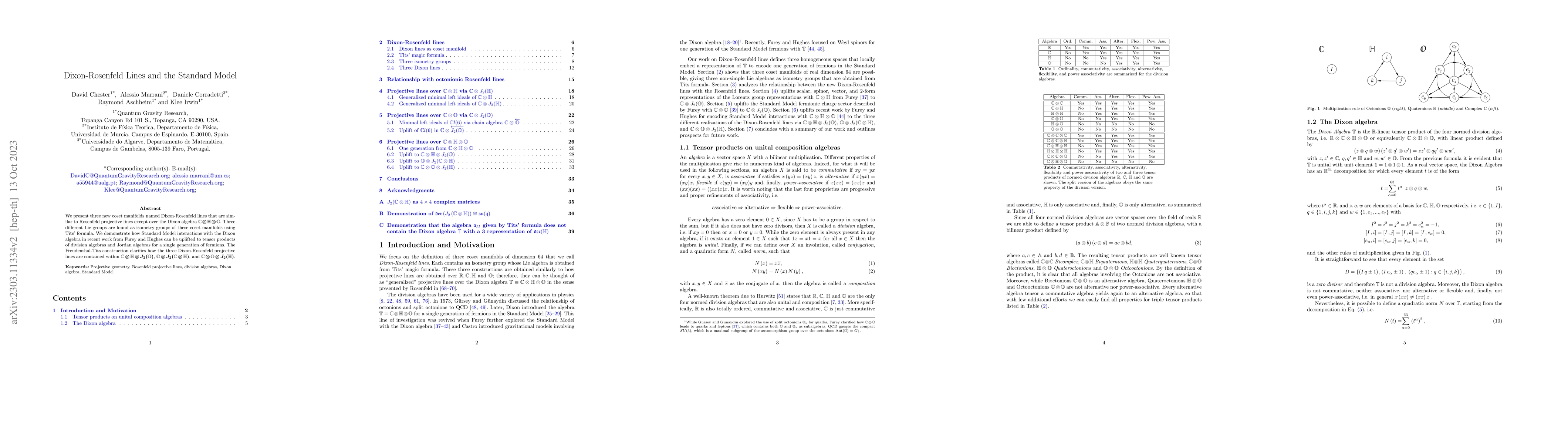 Thumbnail for Dixon-Rosenfeld Lines and the Standard Model