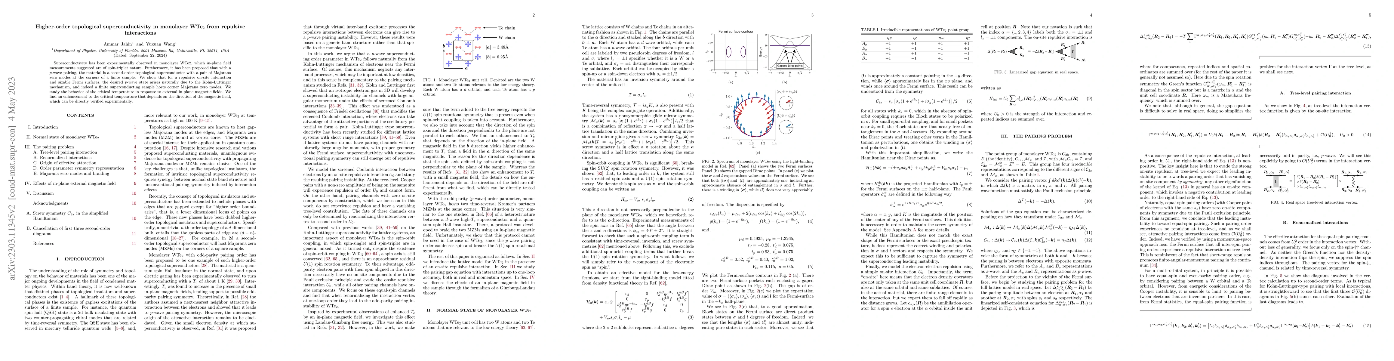 Thumbnail for Higher-order topological superconductivity in monolayer WTe$_2$ from
  repulsive interactions