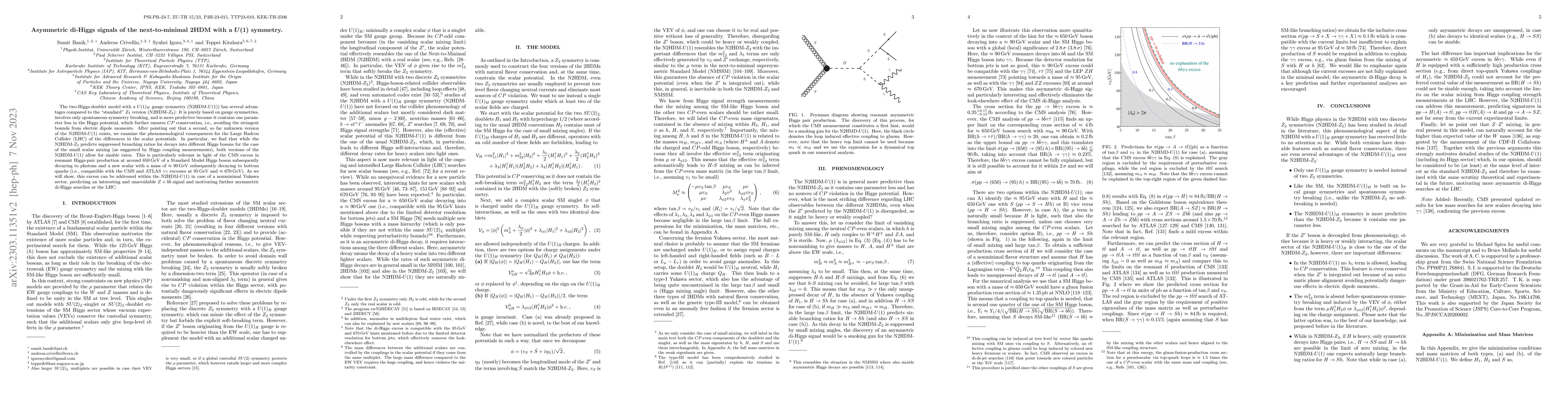 Thumbnail for Asymmetric di-Higgs signals of the next-to-minimal 2HDM with a $U(1)$
  symmetry