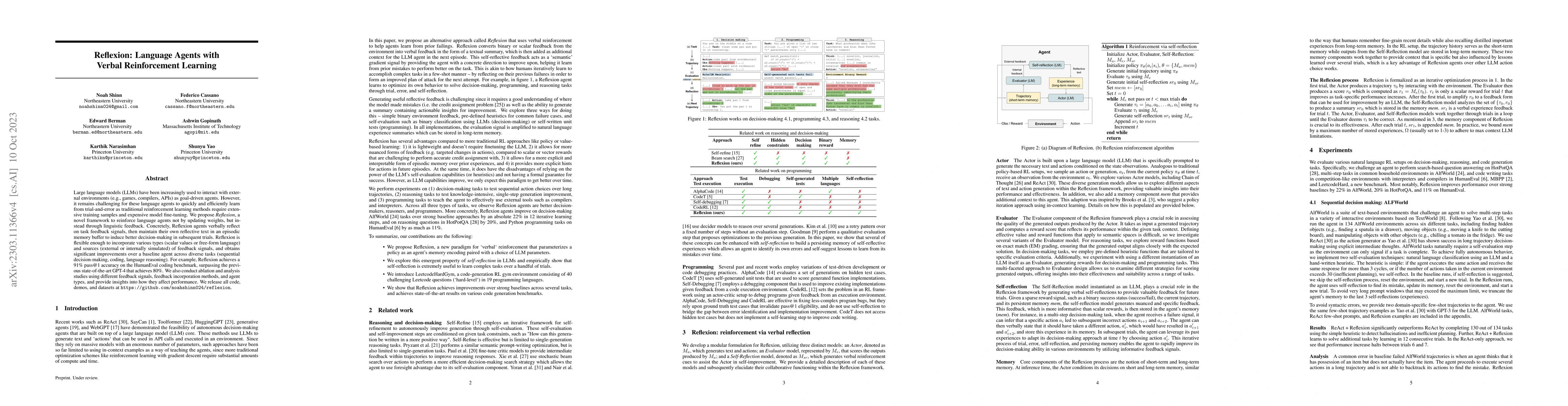 Thumbnail for Reflexion: Language Agents with Verbal Reinforcement Learning
