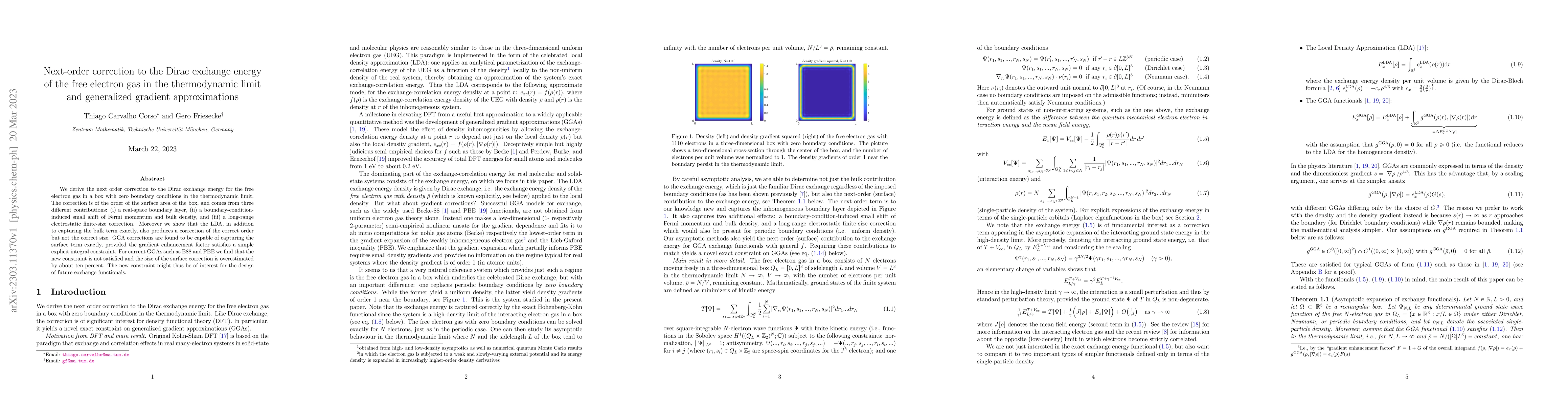 Thumbnail for Next-order correction to the Dirac exchange energy of the free electron
  gas in the thermodynamic limit and generalized gradient approximations