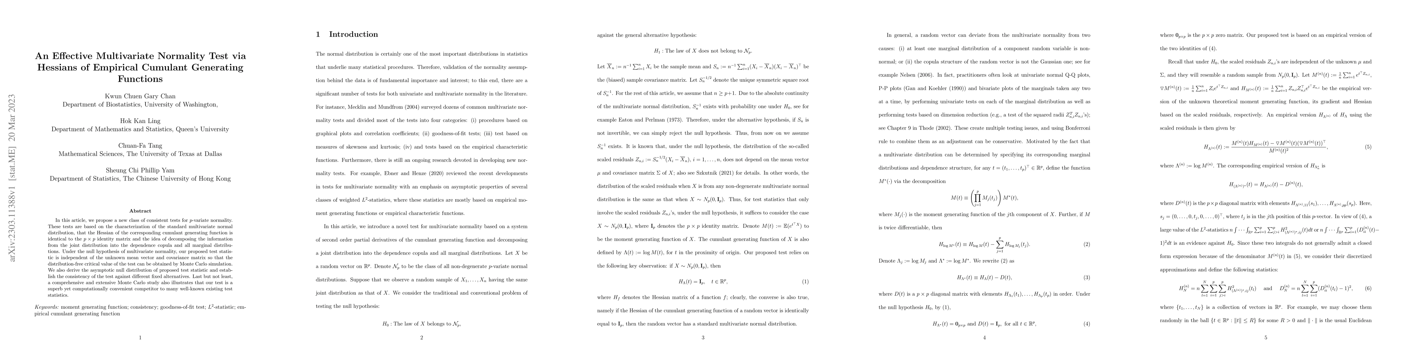 Thumbnail for An Effective Multivariate Normality Test via Hessians of Empirical
  Cumulant Generating Functions
