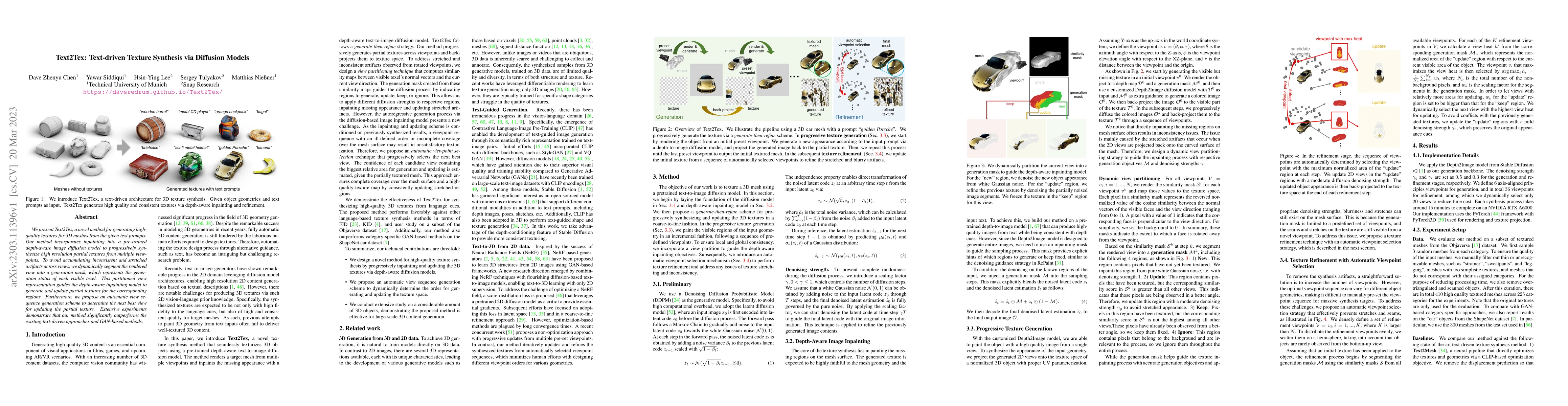 Thumbnail for Text2Tex: Text-driven Texture Synthesis via Diffusion Models