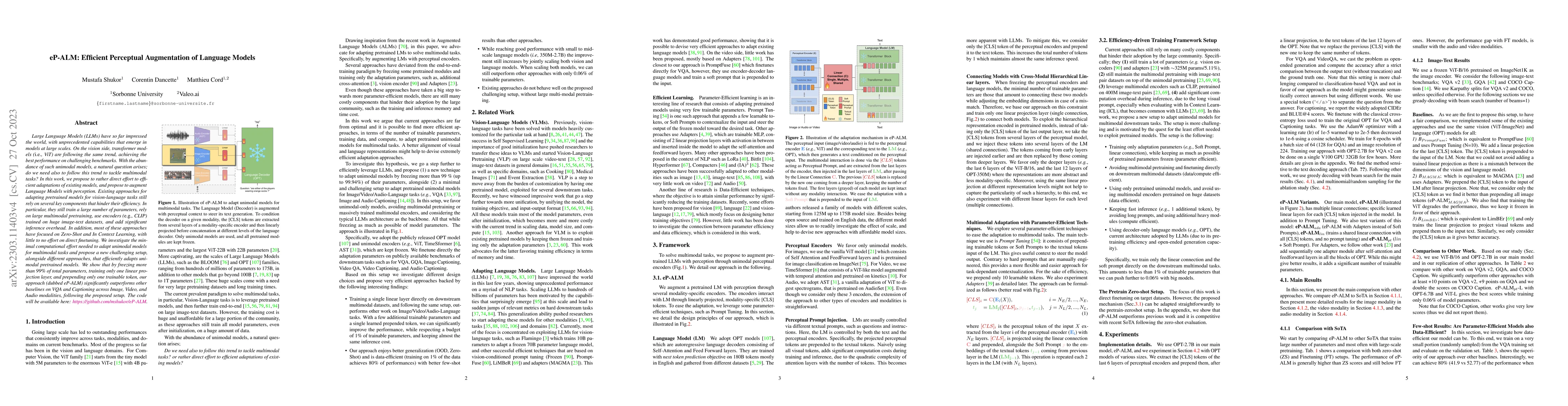 Thumbnail for eP-ALM: Efficient Perceptual Augmentation of Language Models
