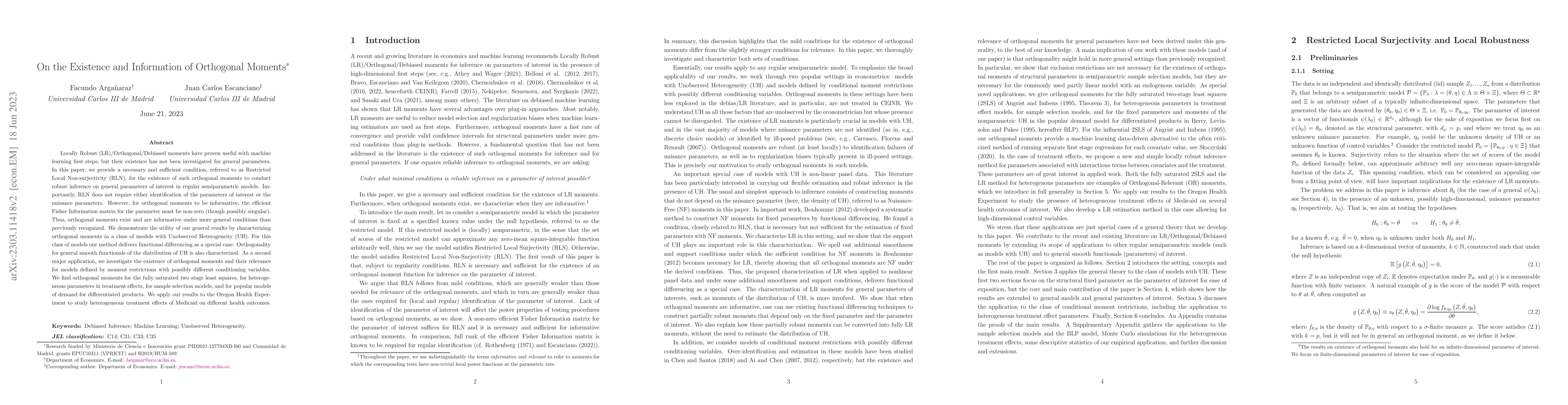 Thumbnail for On the Existence and Information of Orthogonal Moments