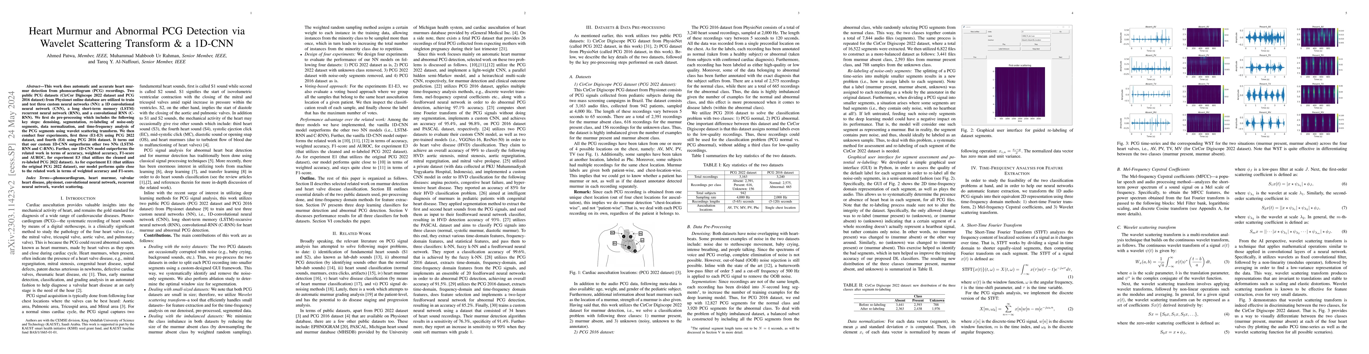 Thumbnail for Heart Murmur and Abnormal PCG Detection via Wavelet Scattering Transform
  & a 1D-CNN