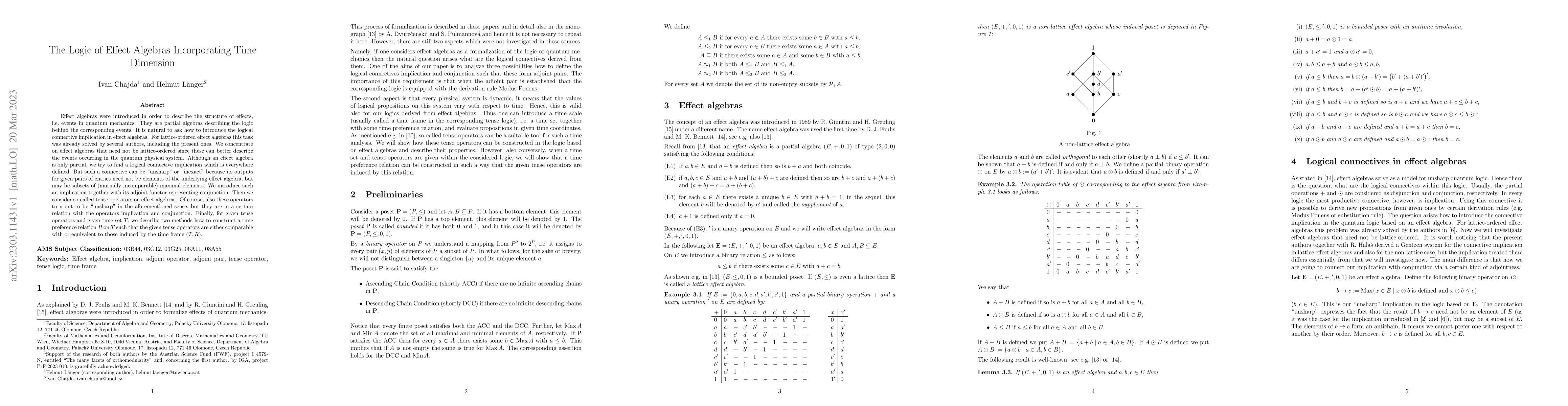 Thumbnail for The logic of effect algebras incorporating time dimension