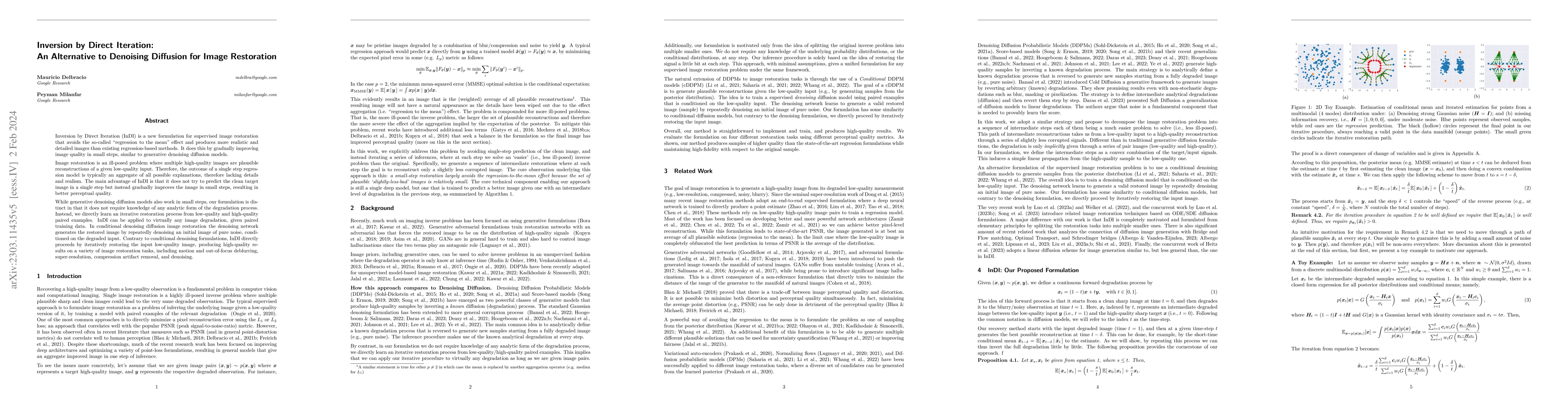 Thumbnail for Inversion by Direct Iteration: An Alternative to Denoising Diffusion for
  Image Restoration