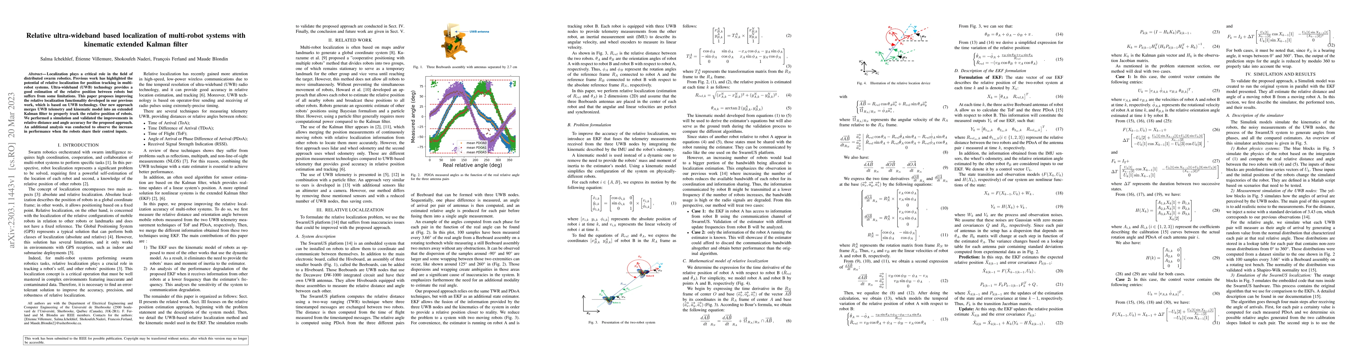 Thumbnail for Relative ultra-wideband based localization of multi-robot systems with
  kinematic extended Kalman filter