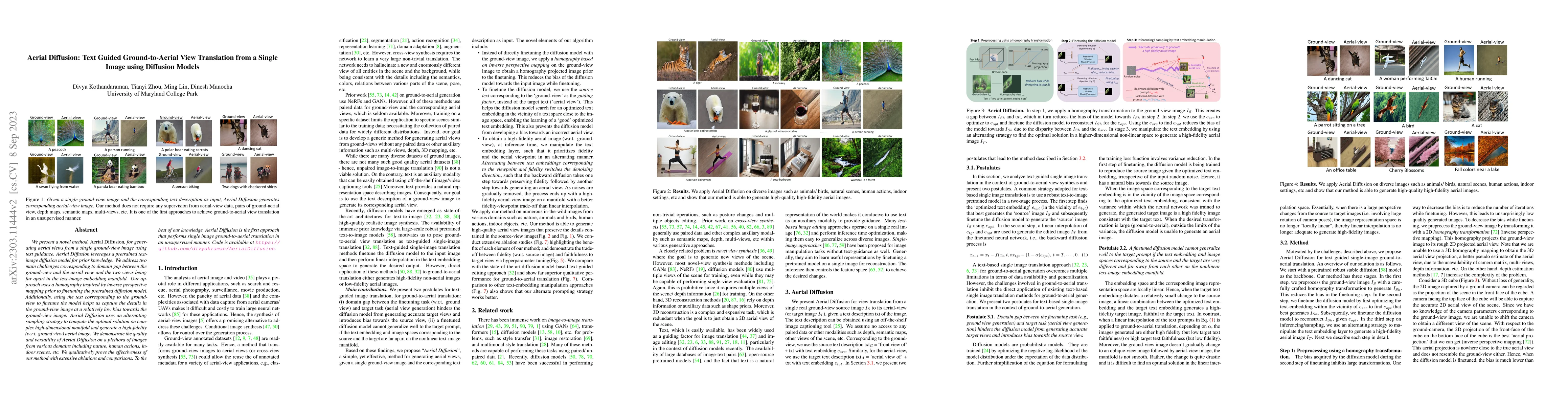 Thumbnail for Aerial Diffusion: Text Guided Ground-to-Aerial View Translation from a
  Single Image using Diffusion Models