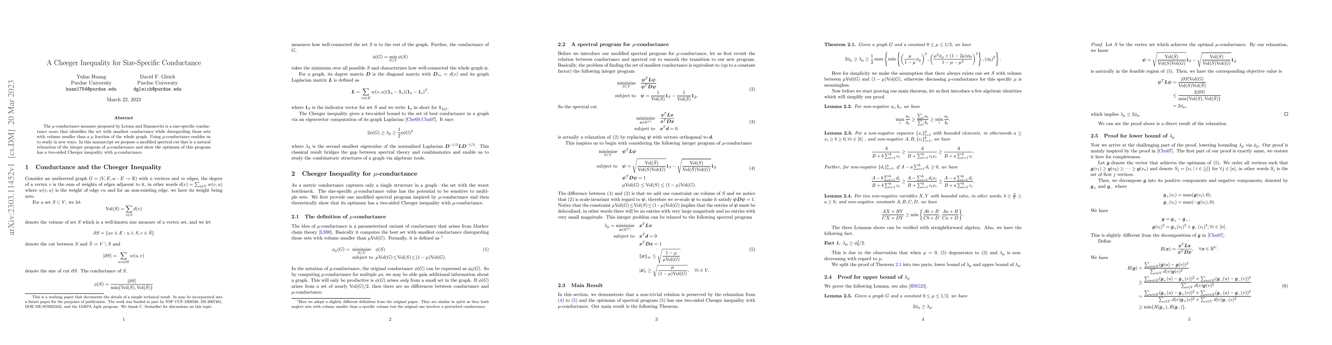 Thumbnail for A Cheeger Inequality for Size-Specific Conductance