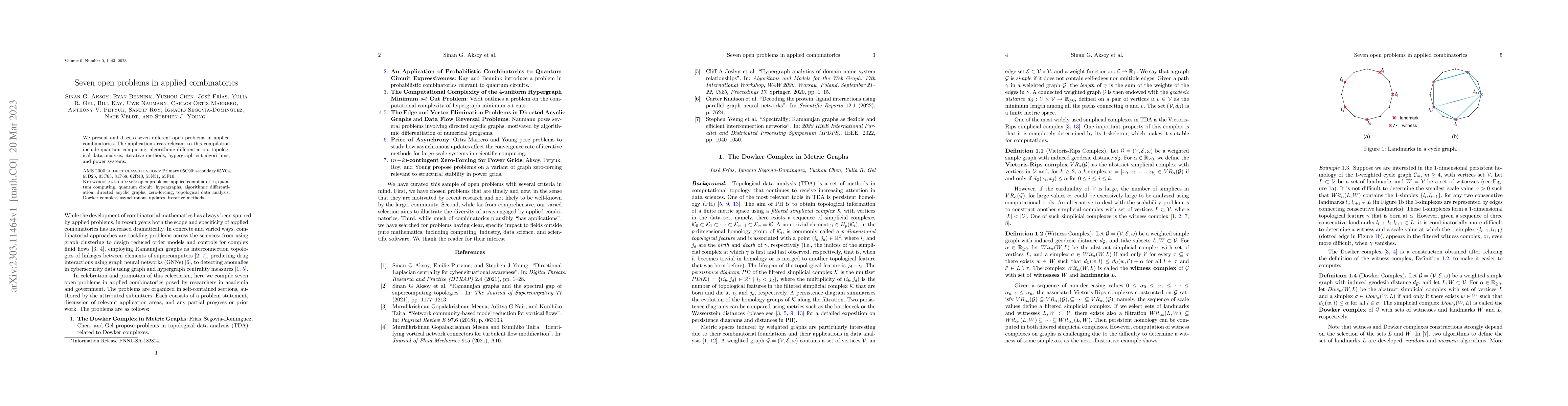 Thumbnail for Seven open problems in applied combinatorics